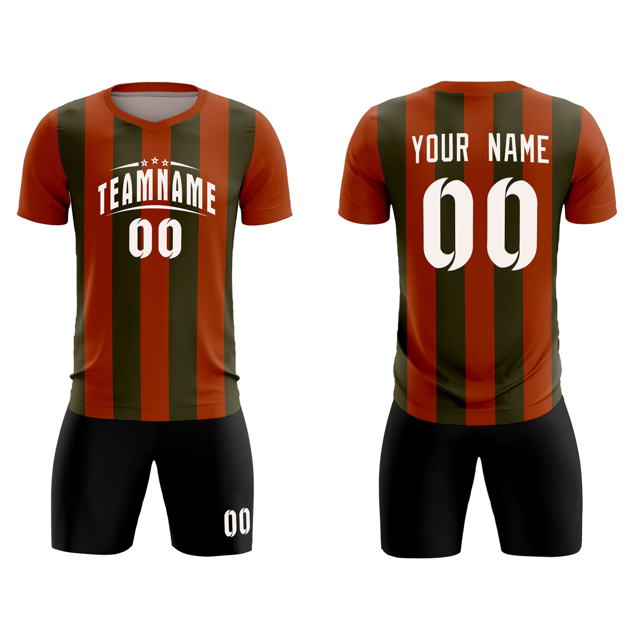 Custom Texas Orange Olive Vertical Stripes Casual Outdoor Football Kits Jersey