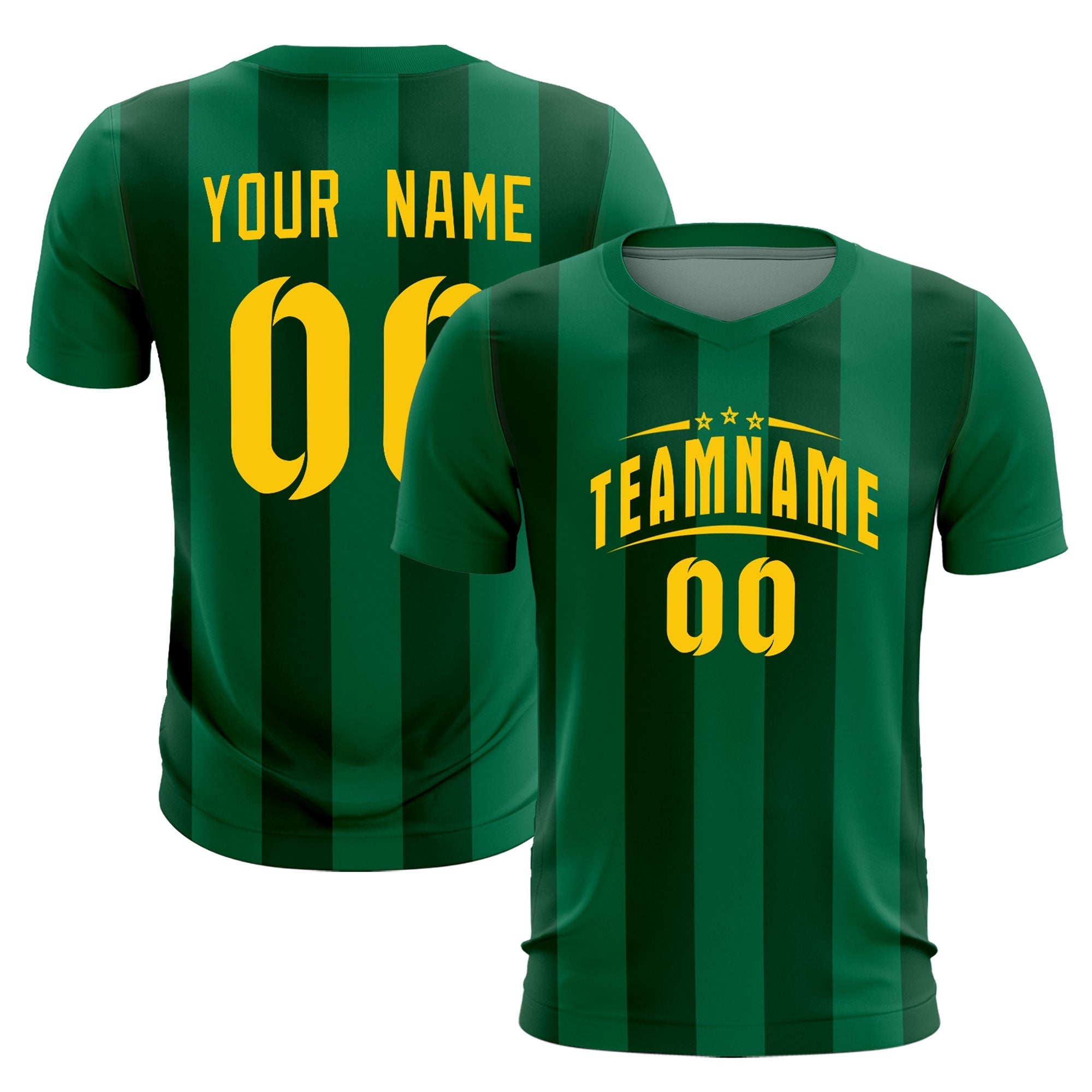 Custom Kelly Green Green Vertical Stripes Casual Outdoor Football Kits Jersey