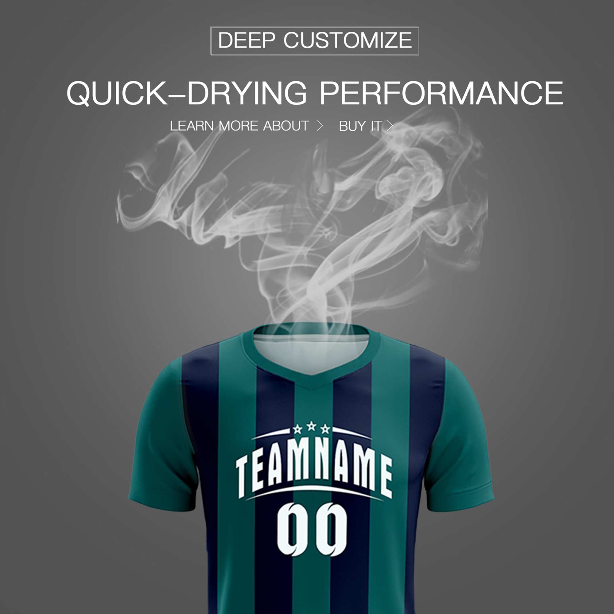 Custom Aqua Navy Vertical Stripes Casual Outdoor Football Kits Jersey