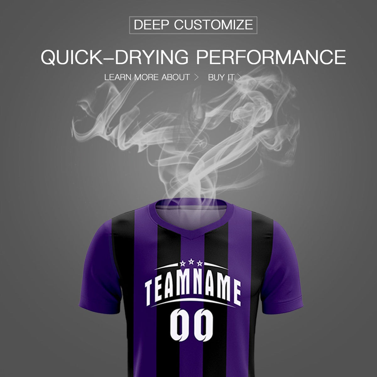 Custom Purple Black Vertical Stripes Casual Outdoor Football Kits Jersey