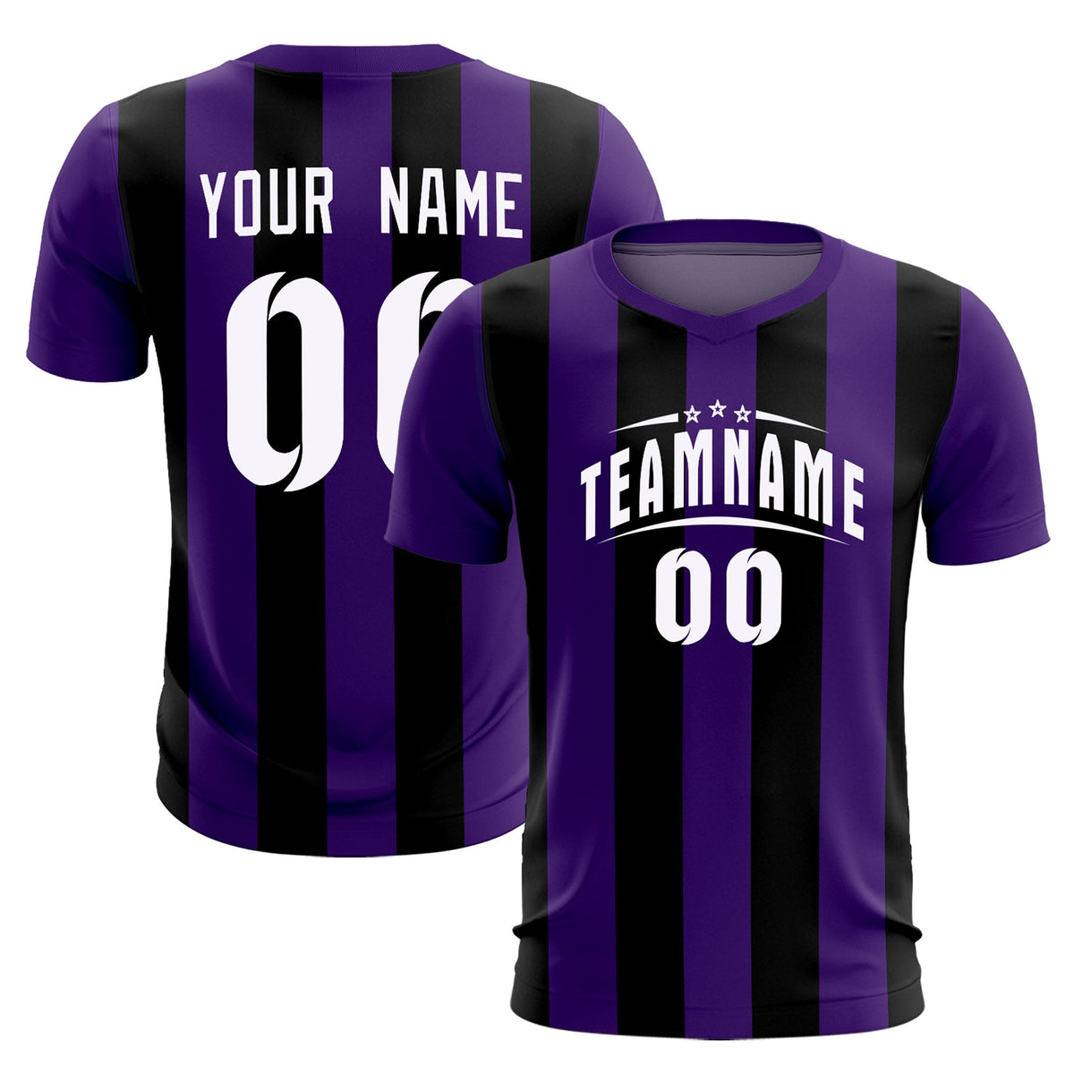 Custom Purple Black Vertical Stripes Casual Outdoor Football Kits Jersey