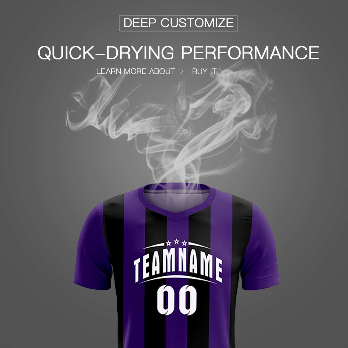 Custom Purple Black Vertical Stripes Casual Outdoor Football Kits Jersey