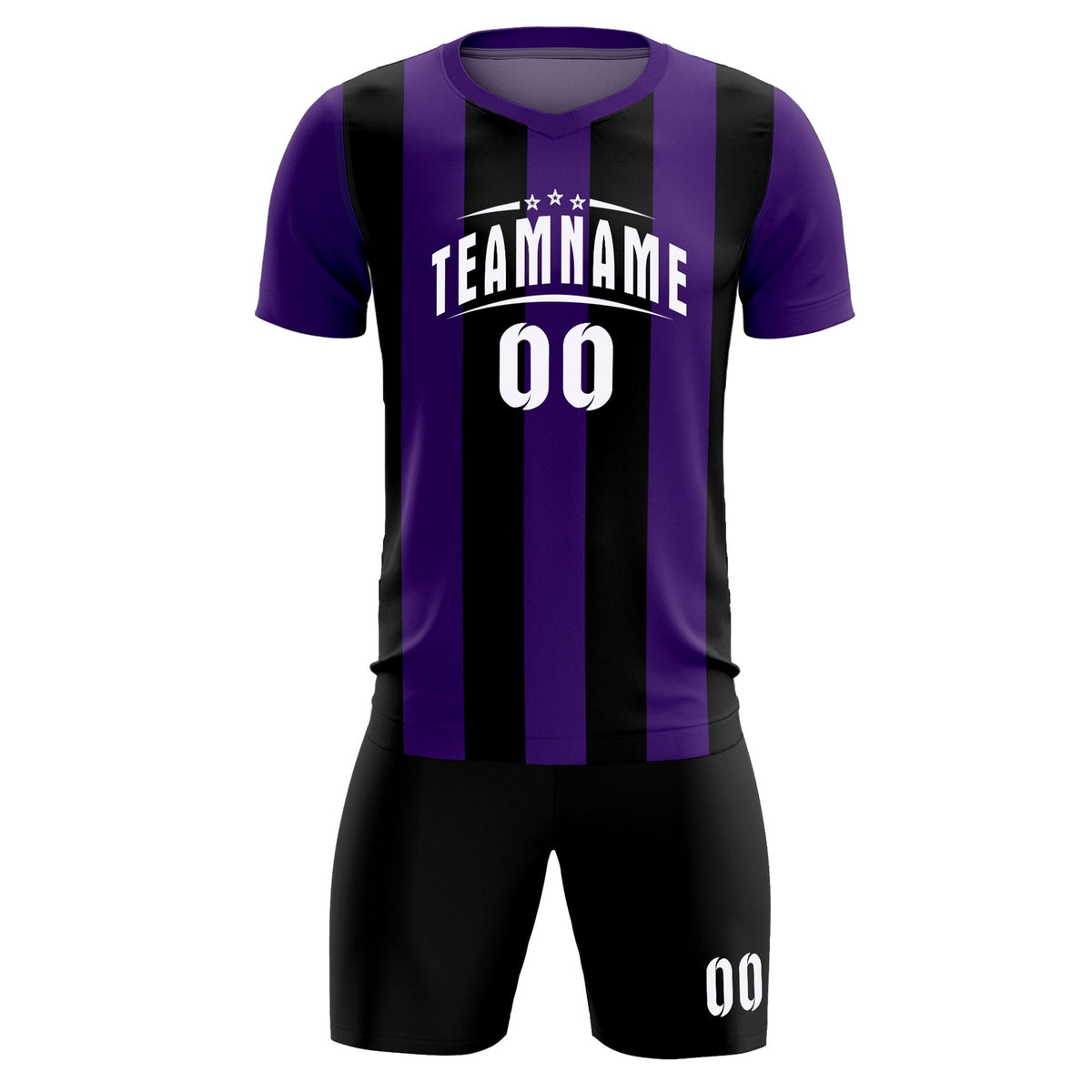 Custom Purple Black Vertical Stripes Casual Outdoor Football Kits Jersey