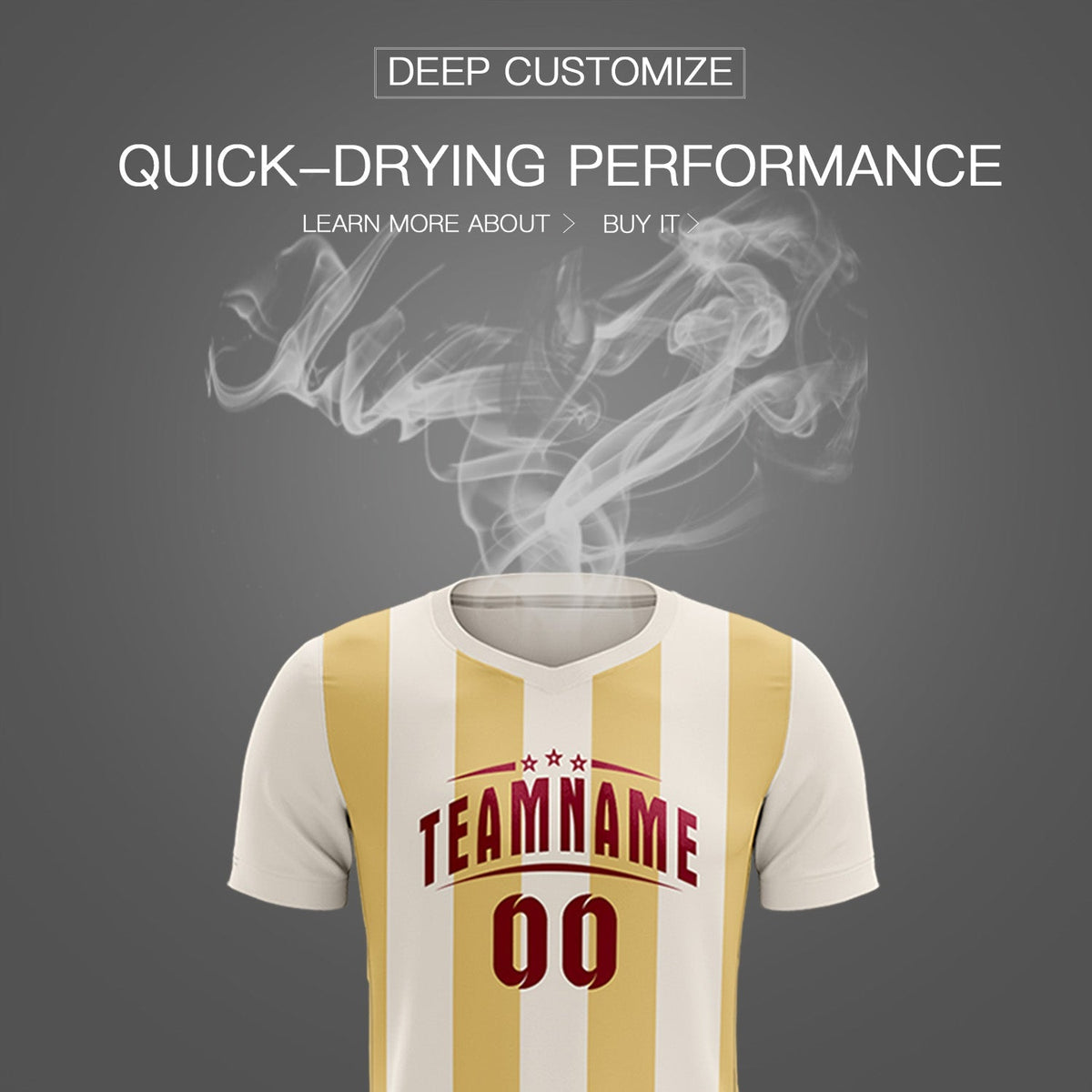 Custom Cream Khaki Vertical Stripes Casual Outdoor Football Kits Jersey