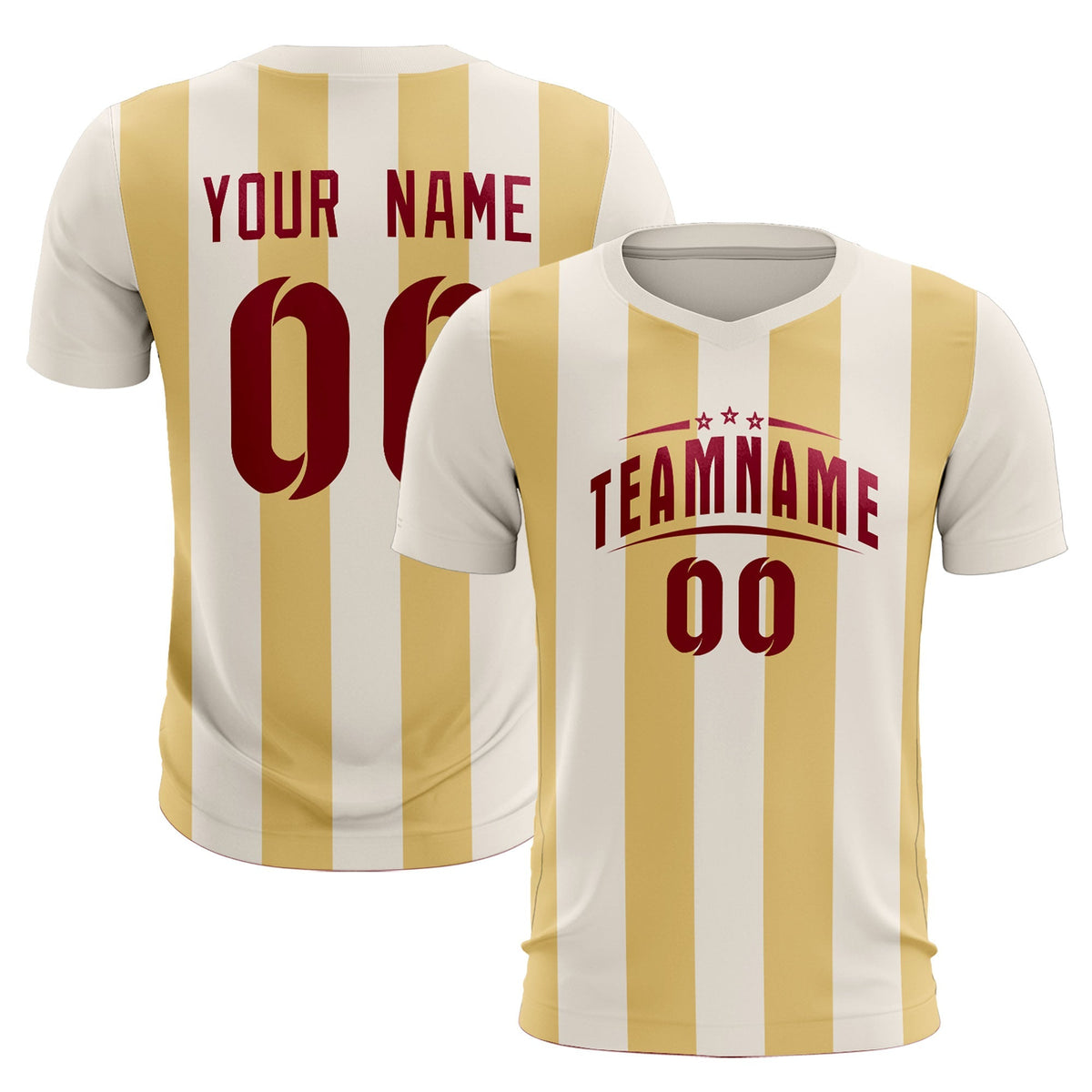 Custom Cream Khaki Vertical Stripes Casual Outdoor Football Kits Jersey