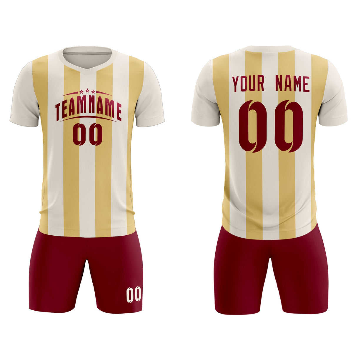 Custom Cream Khaki Vertical Stripes Casual Outdoor Football Kits Jersey