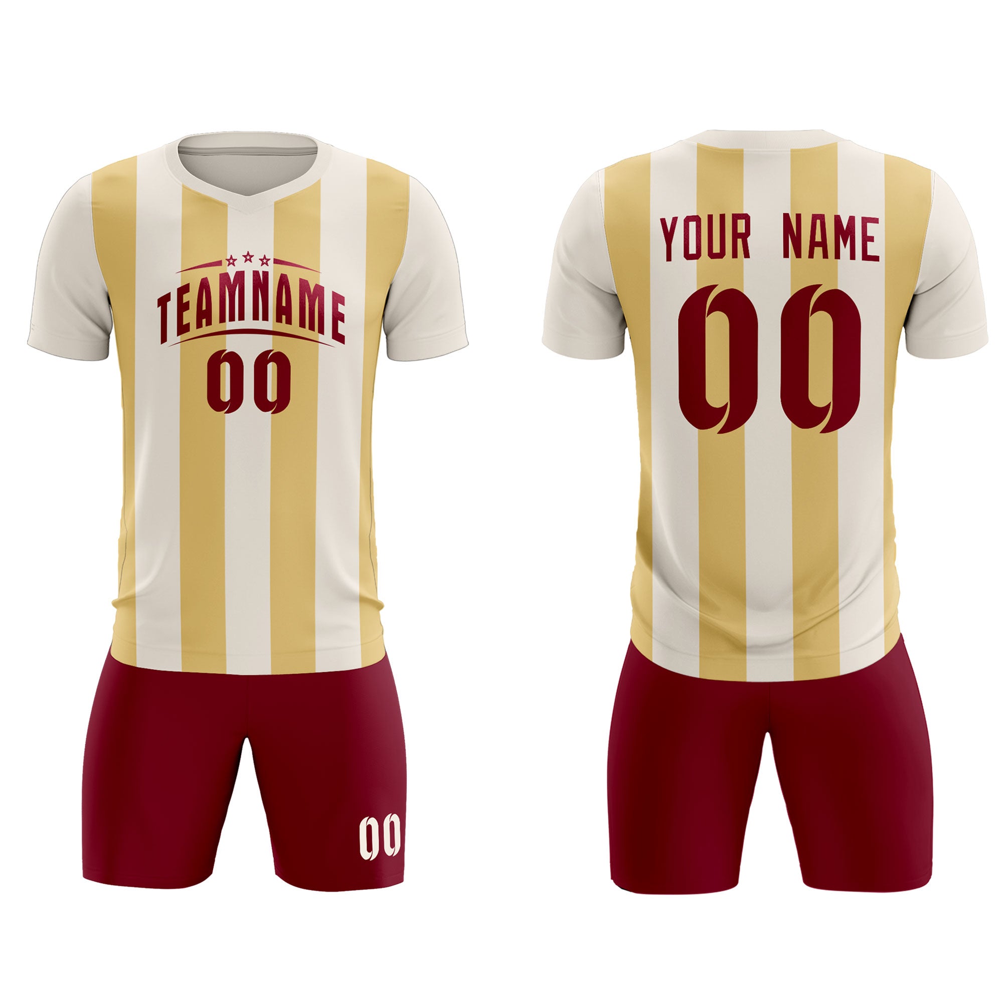 Custom Cream Khaki Vertical Stripes Casual Outdoor Football Kits Jersey