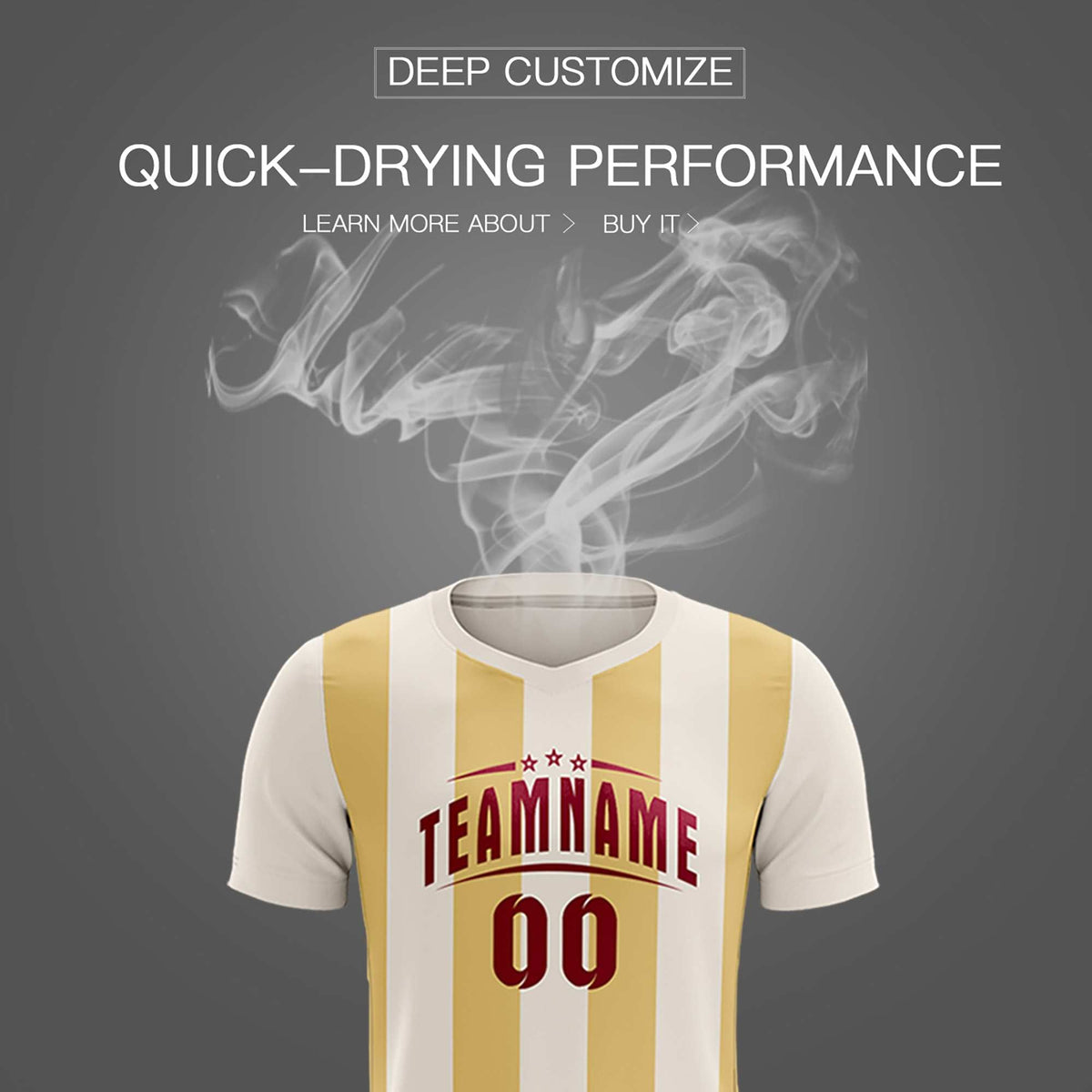 Custom Cream Khaki Vertical Stripes Casual Outdoor Football Kits Jersey