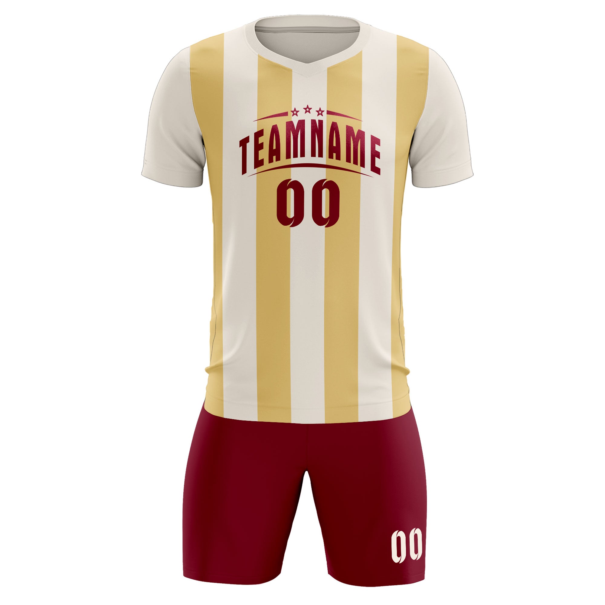Custom Cream Khaki Vertical Stripes Casual Outdoor Football Kits Jersey