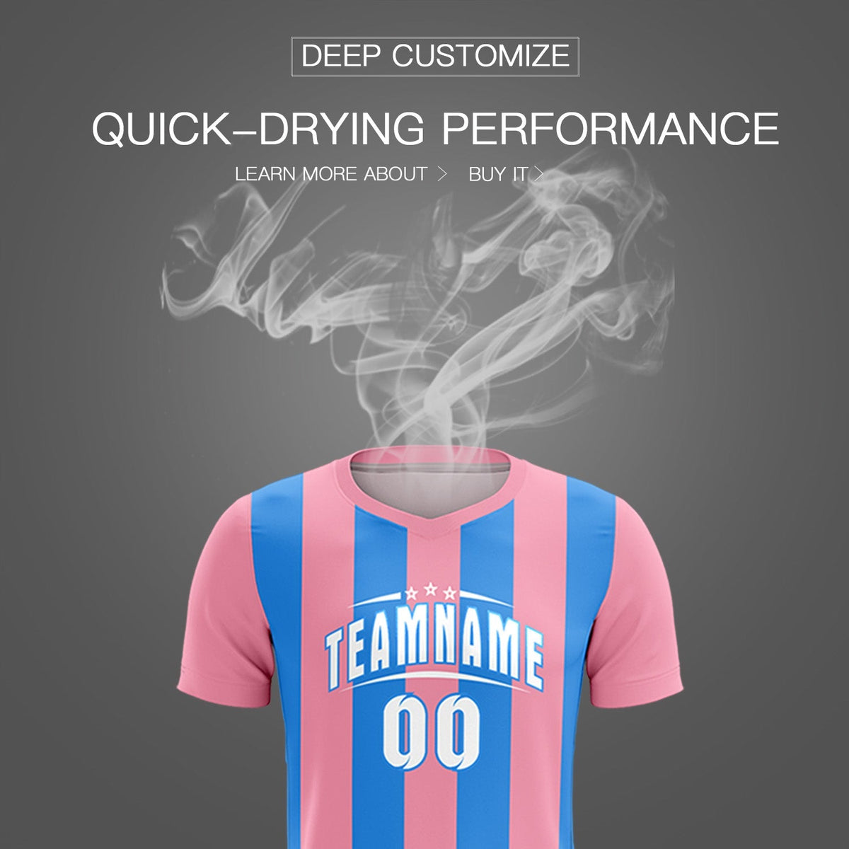 Custom Light Pink Powder Blue Vertical Stripes Casual Outdoor Football Kits Jersey