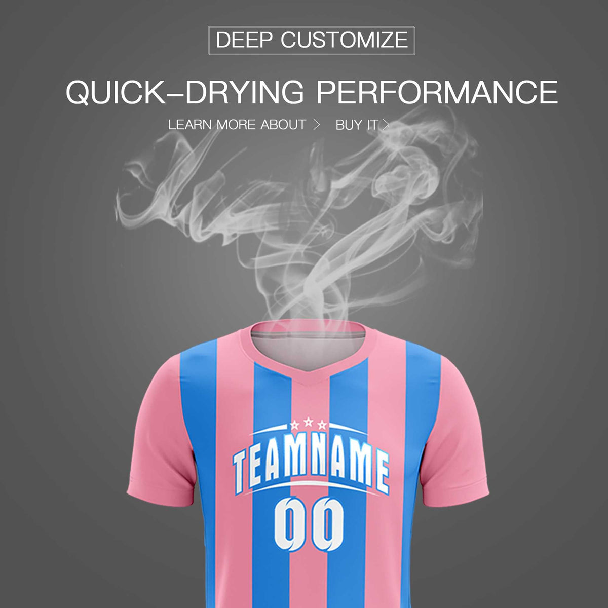 Custom Light Pink Powder Blue Vertical Stripes Casual Outdoor Football Kits Jersey