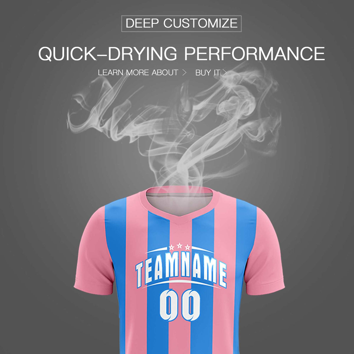 Custom Light Pink Powder Blue Vertical Stripes Casual Outdoor Football Kits Jersey