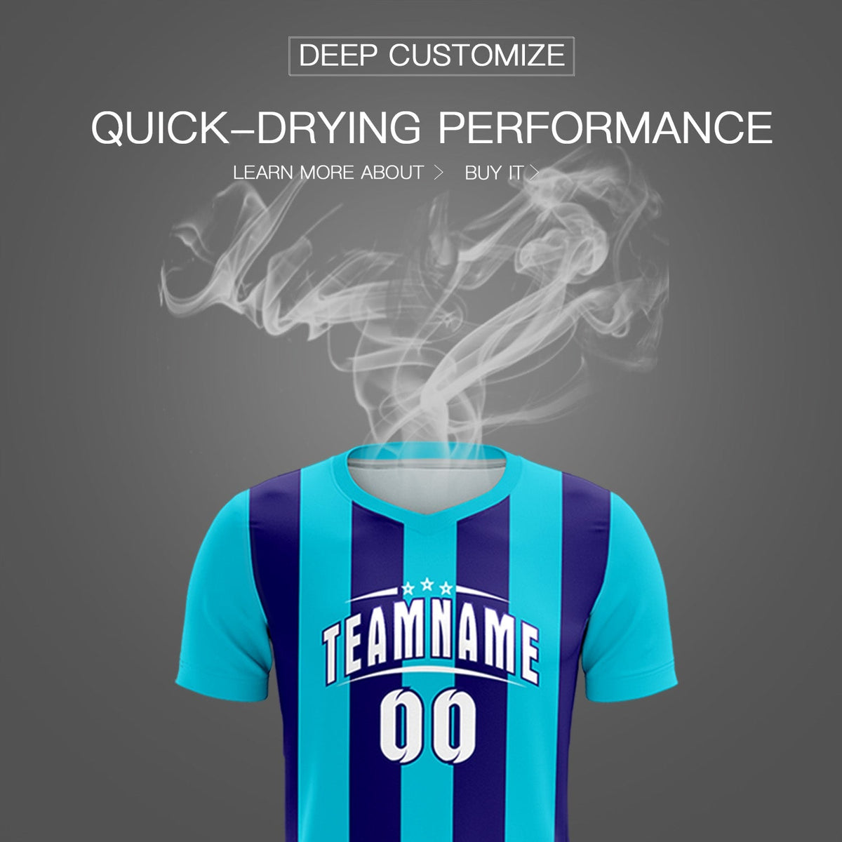 Custom Sky Blue Royal Vertical Stripes Casual Outdoor Football Kits Jersey