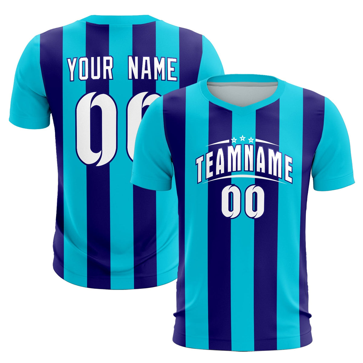 Custom Sky Blue Royal Vertical Stripes Casual Outdoor Football Kits Jersey