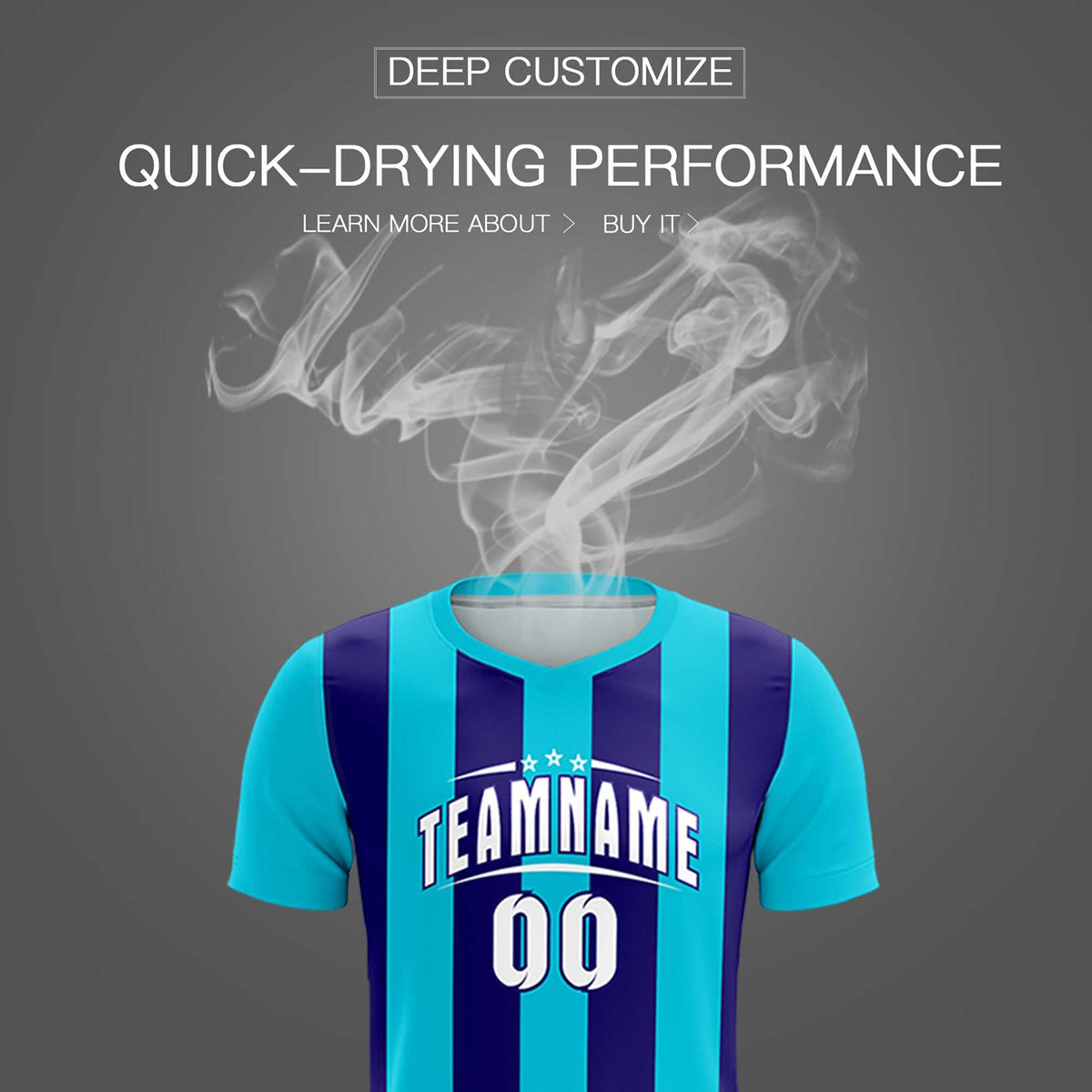 Custom Sky Blue Royal Vertical Stripes Casual Outdoor Football Kits Jersey