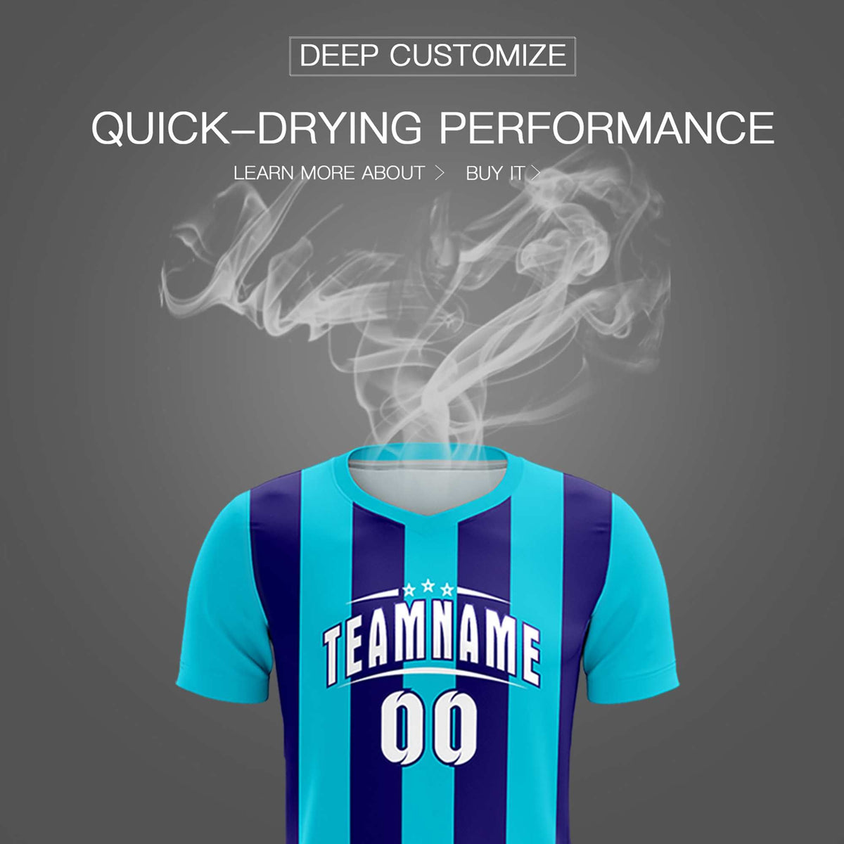 Custom Sky Blue Royal Vertical Stripes Casual Outdoor Football Kits Jersey