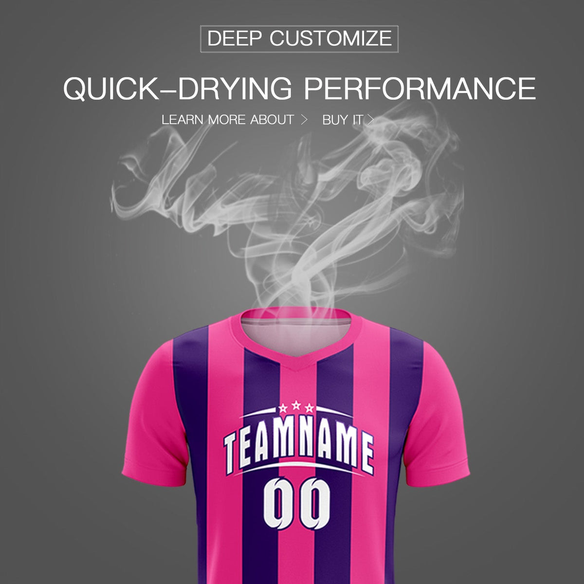Custom Pink Purple Vertical Stripes Casual Outdoor Football Kits Jersey