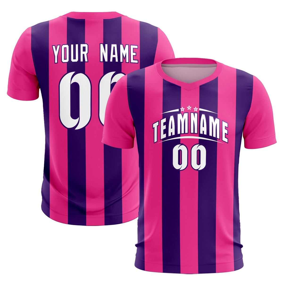 Custom Pink Purple Vertical Stripes Casual Outdoor Football Kits Jersey