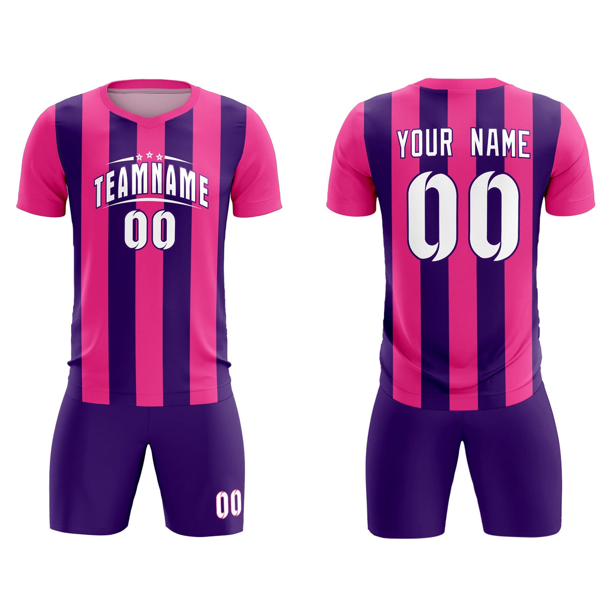 Custom Pink Purple Vertical Stripes Casual Outdoor Football Kits Jersey