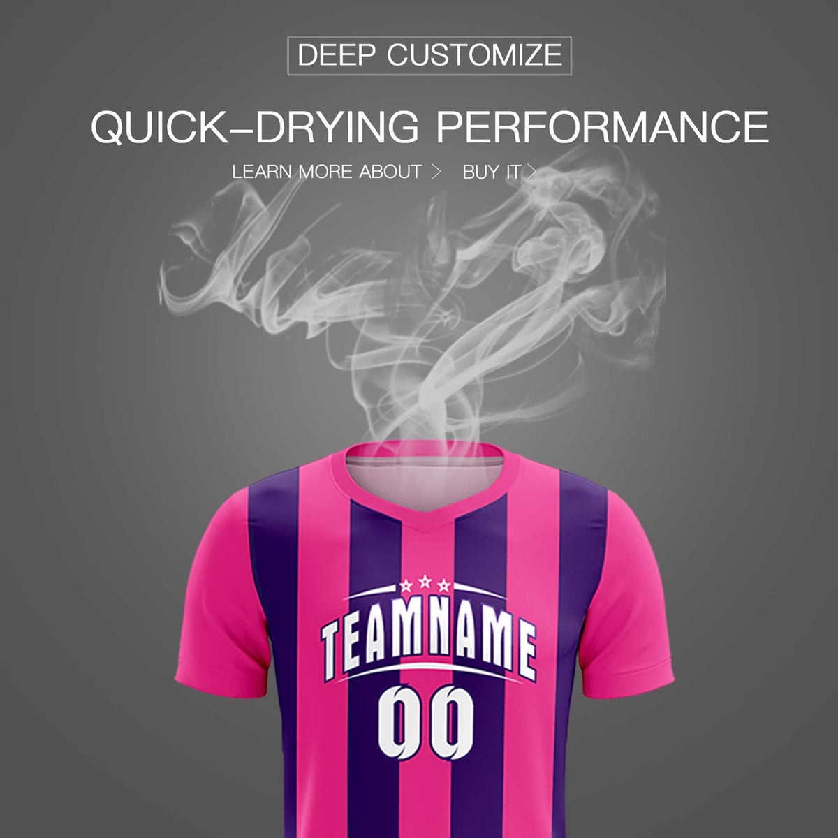 Custom Pink Purple Vertical Stripes Casual Outdoor Football Kits Jersey