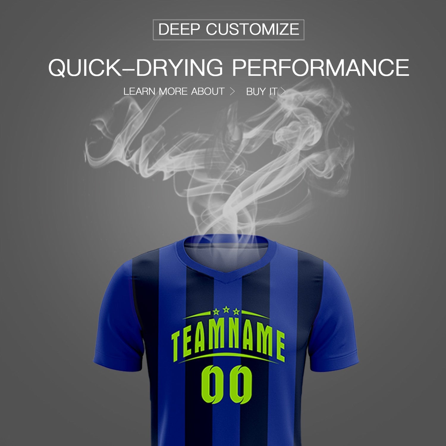Custom Royal Navy Vertical Stripes Casual Outdoor Football Kits Jersey