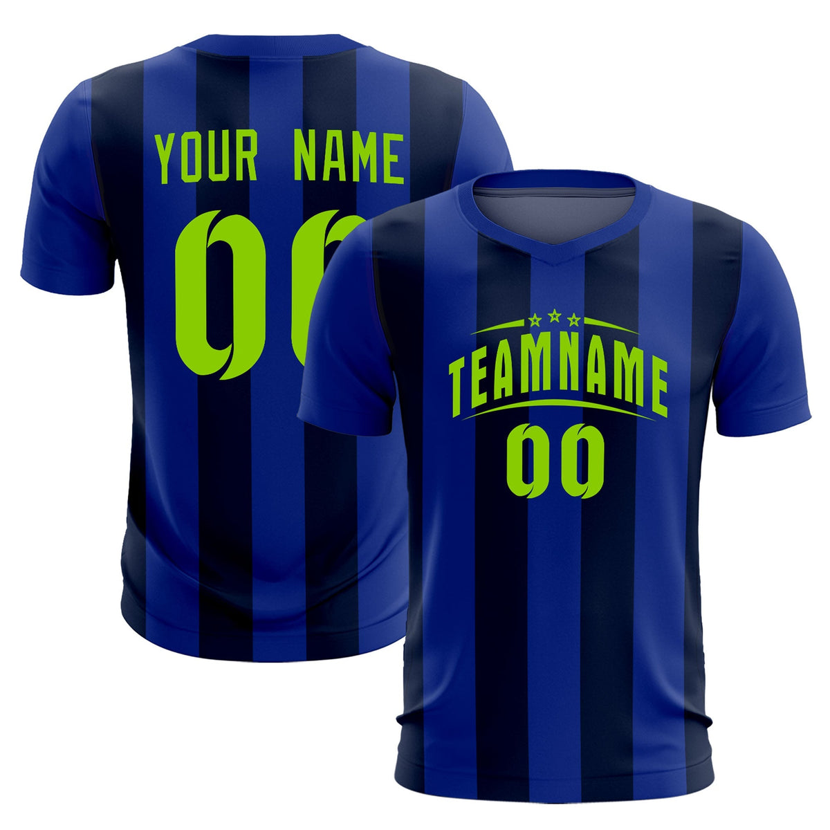 Custom Royal Navy Vertical Stripes Casual Outdoor Football Kits Jersey