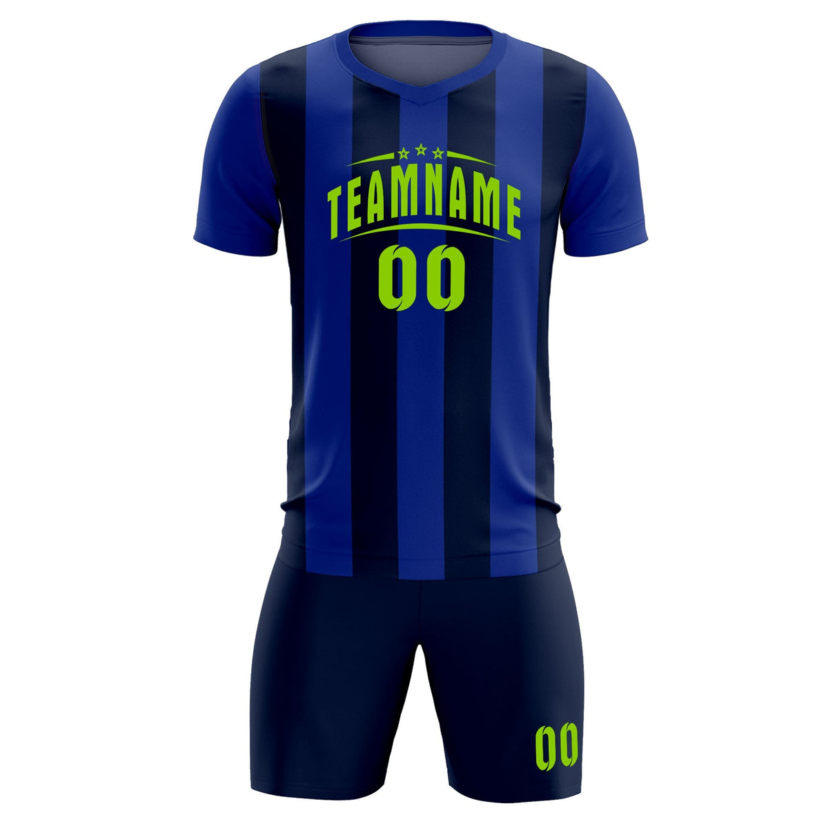 Custom Royal Navy Vertical Stripes Casual Outdoor Football Kits Jersey