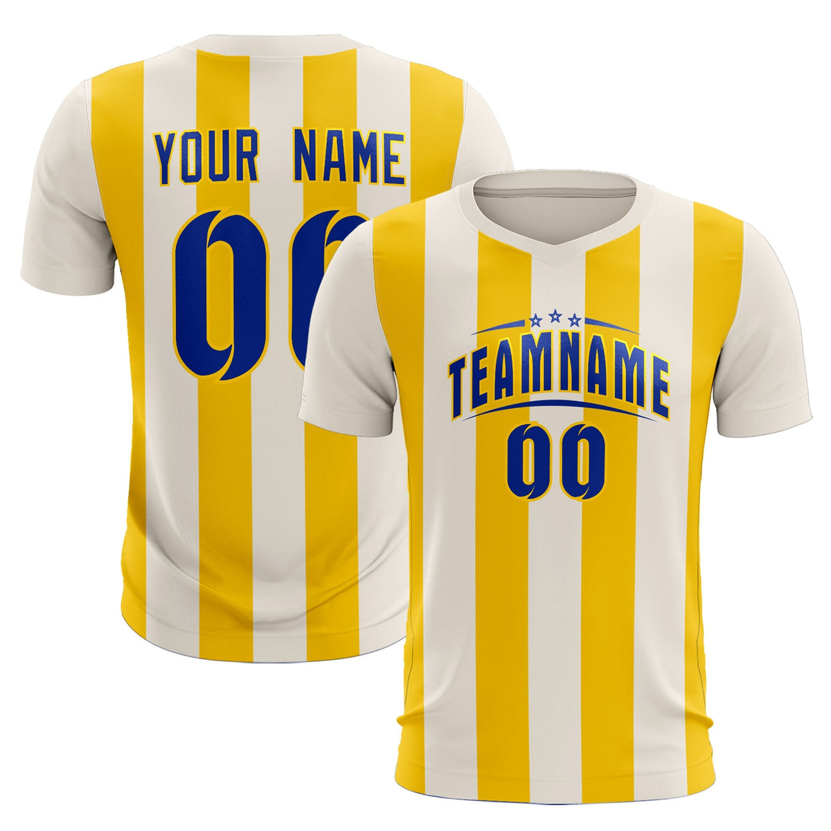 Custom Cream Gold Vertical Stripes Casual Outdoor Football Kits Jersey