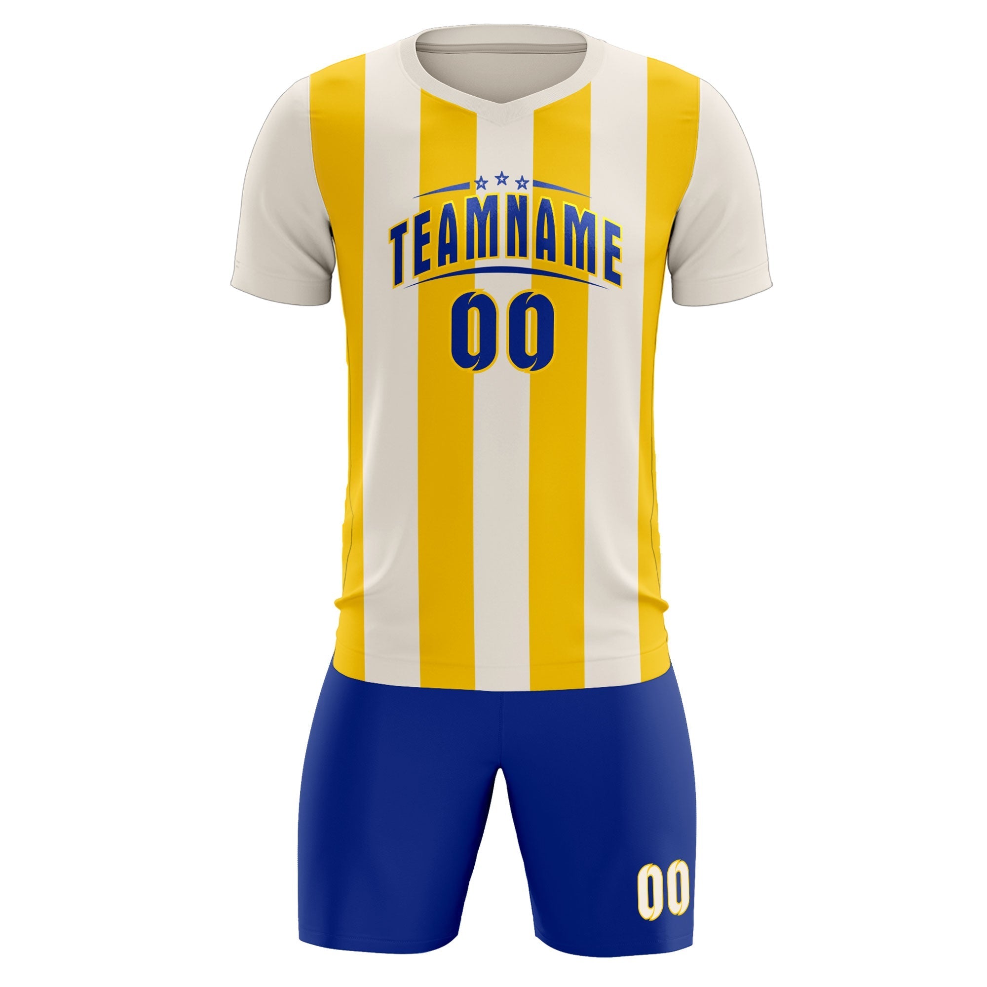 Custom Cream Gold Vertical Stripes Casual Outdoor Football Kits Jersey