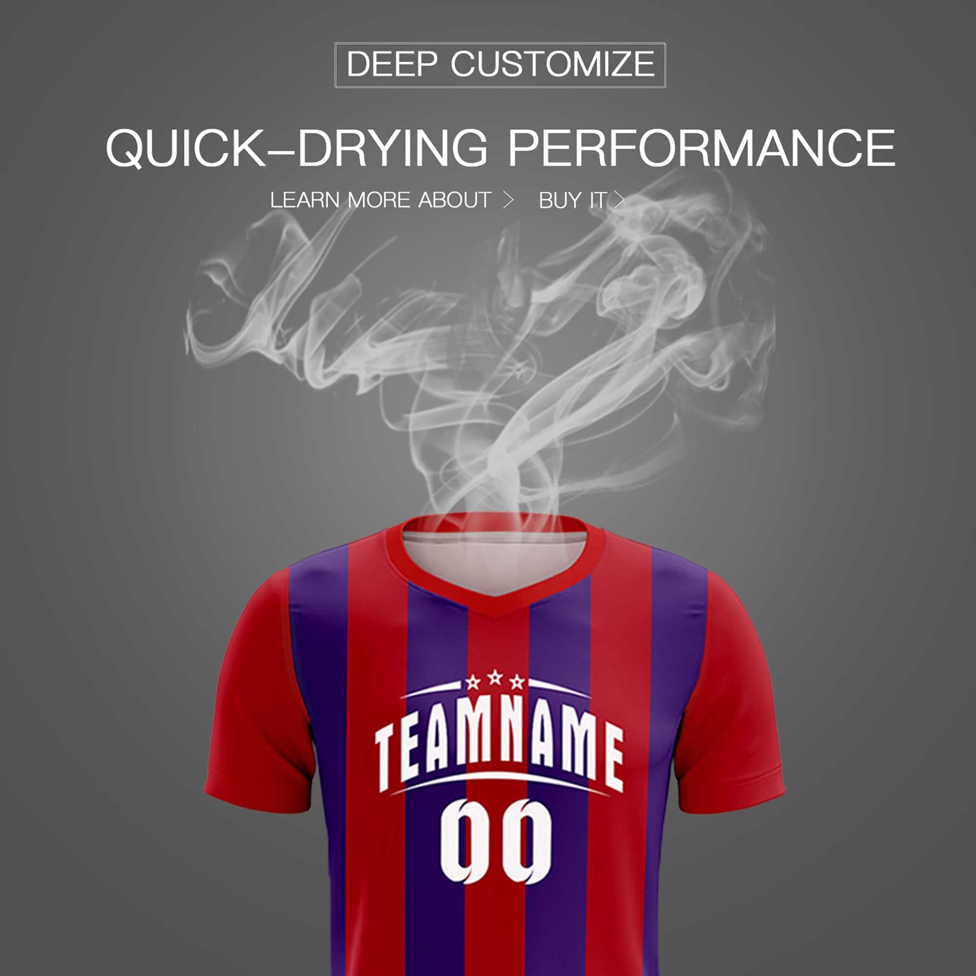 Custom Red Purple Vertical Stripes Casual Outdoor Football Kits Jersey