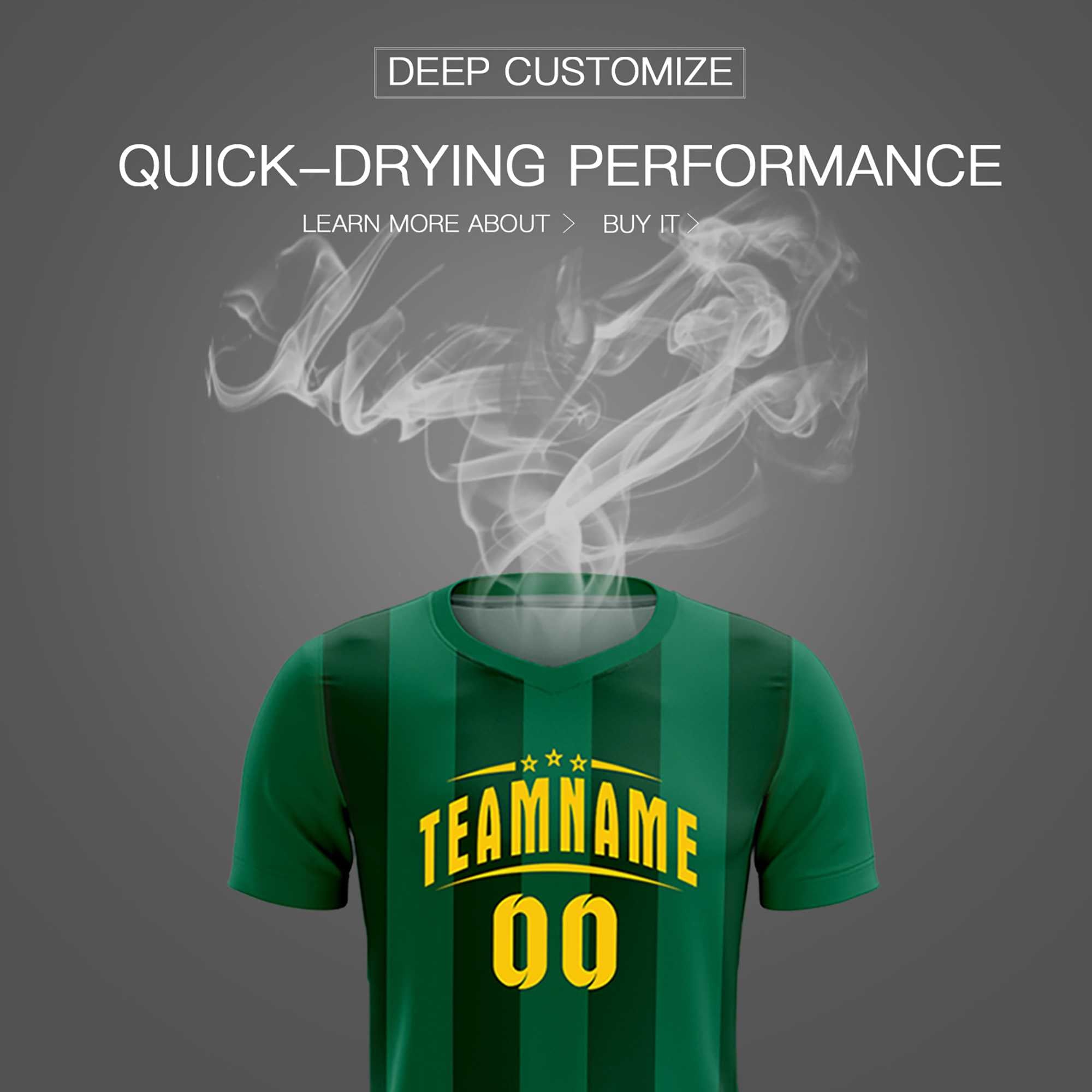 Custom Kelly Green Green Vertical Stripes Casual Outdoor Football Kits Jersey