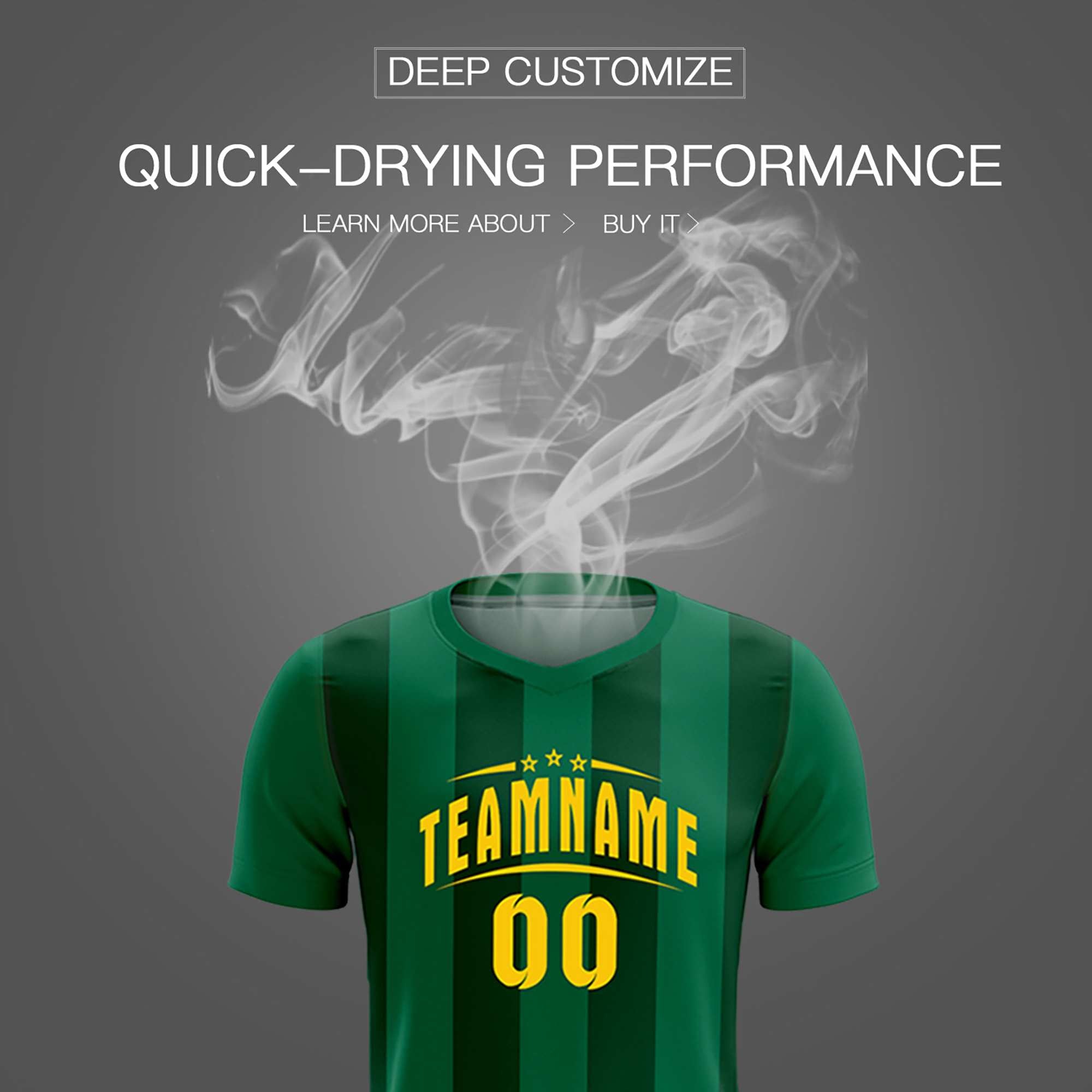 Custom Kelly Green Green Vertical Stripes Casual Outdoor Football Kits Jersey