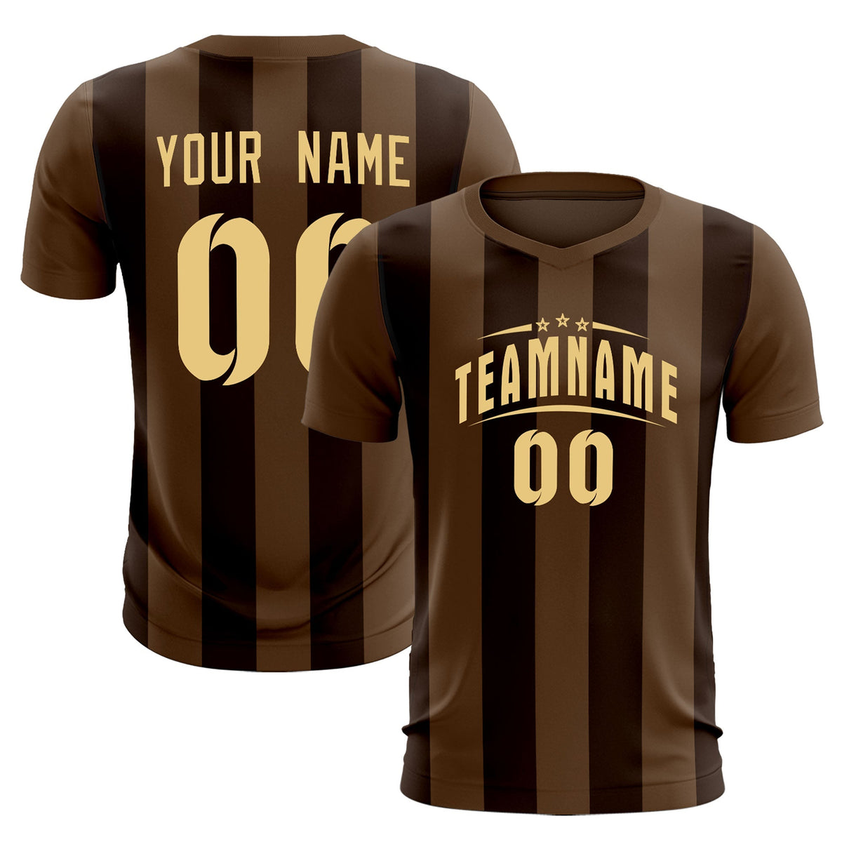 Custom Light Brown Brown Vertical Stripes Casual Outdoor Football Kits Jersey