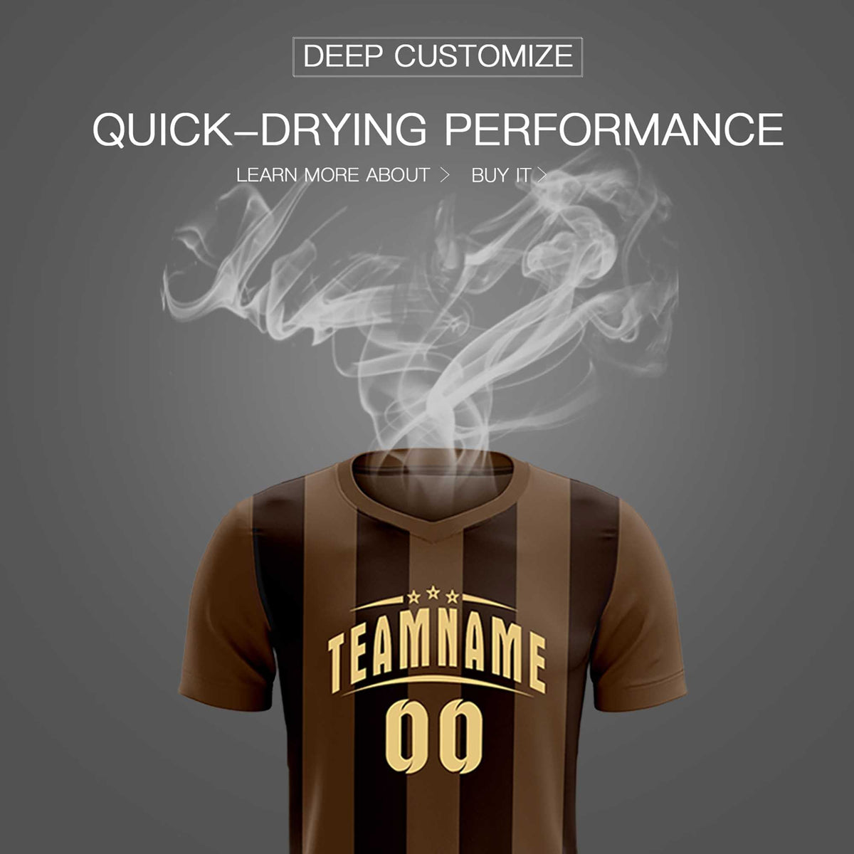 Custom Light Brown Brown Vertical Stripes Casual Outdoor Football Kits Jersey