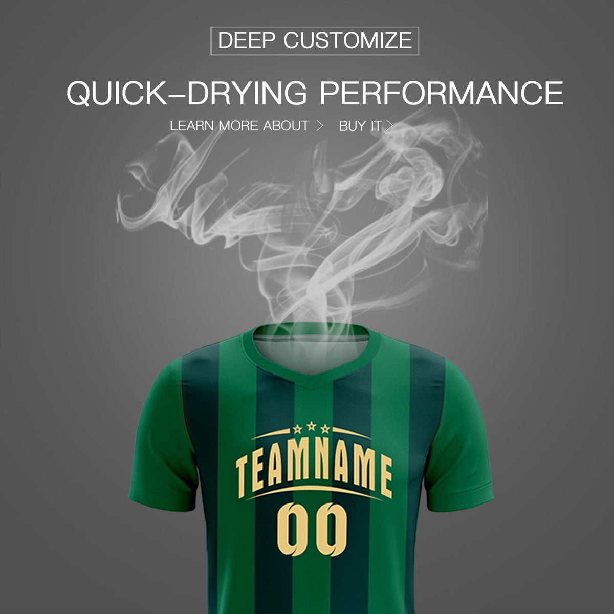 Custom Kelly Green Midnight Green Vertical Stripes Casual Outdoor Football Kits Jersey