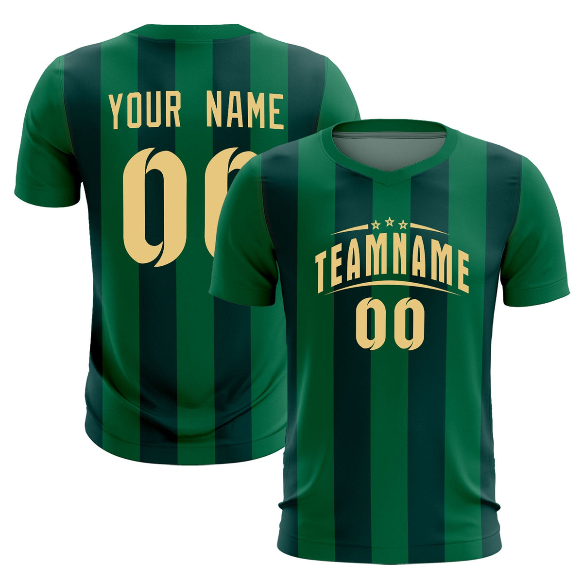 Custom Kelly Green Midnight Green Vertical Stripes Casual Outdoor Football Kits Jersey