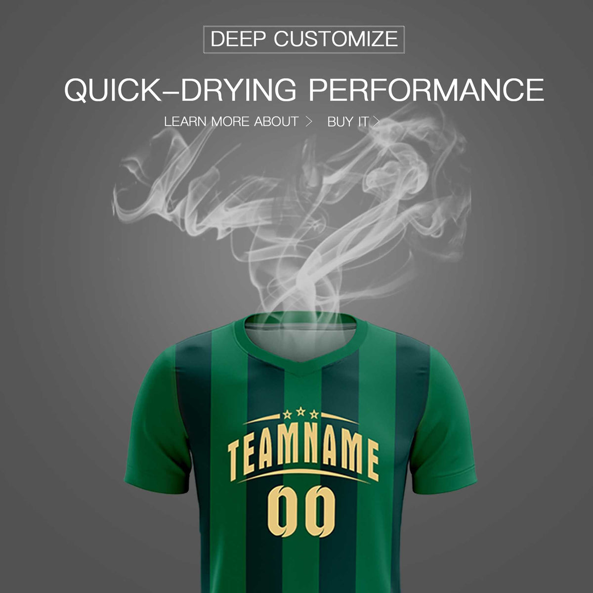 Custom Kelly Green Midnight Green Vertical Stripes Casual Outdoor Football Kits Jersey