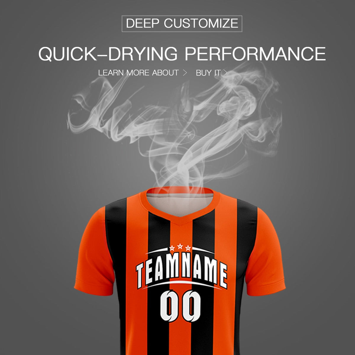 Custom Orange Black Vertical Stripes Casual Outdoor Football Kits Jersey