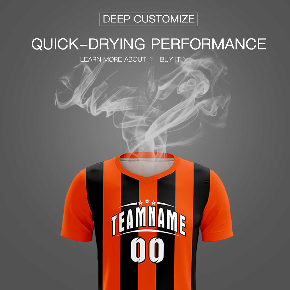 Custom Orange Black Vertical Stripes Casual Outdoor Football Kits Jersey