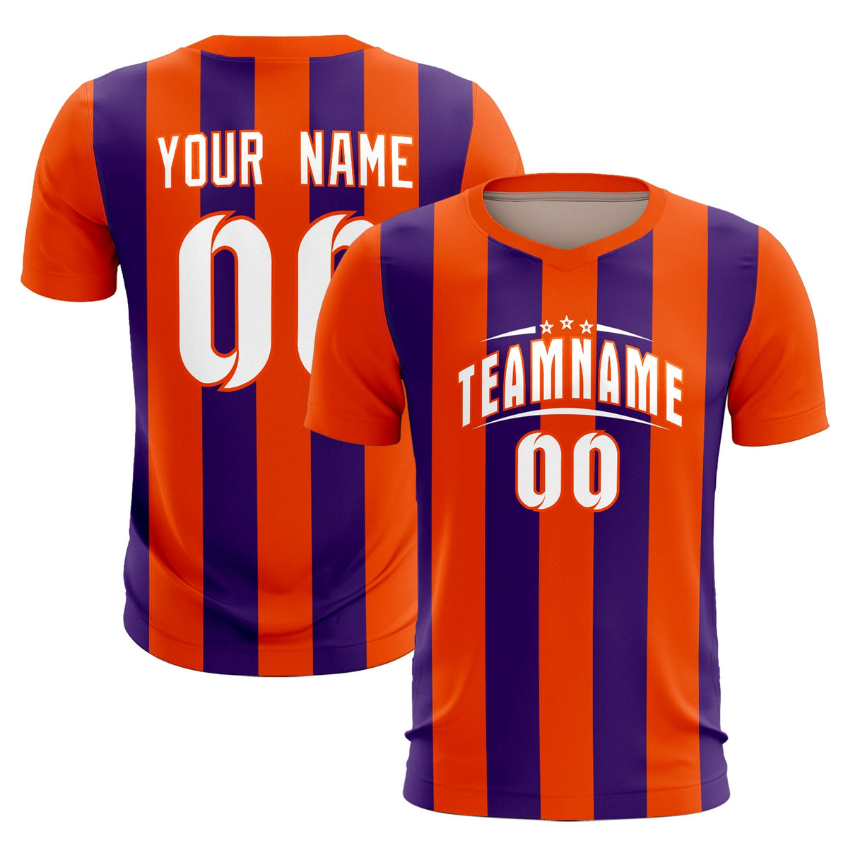 Custom Orange Purple Vertical Stripes Casual Outdoor Football Kits Jersey