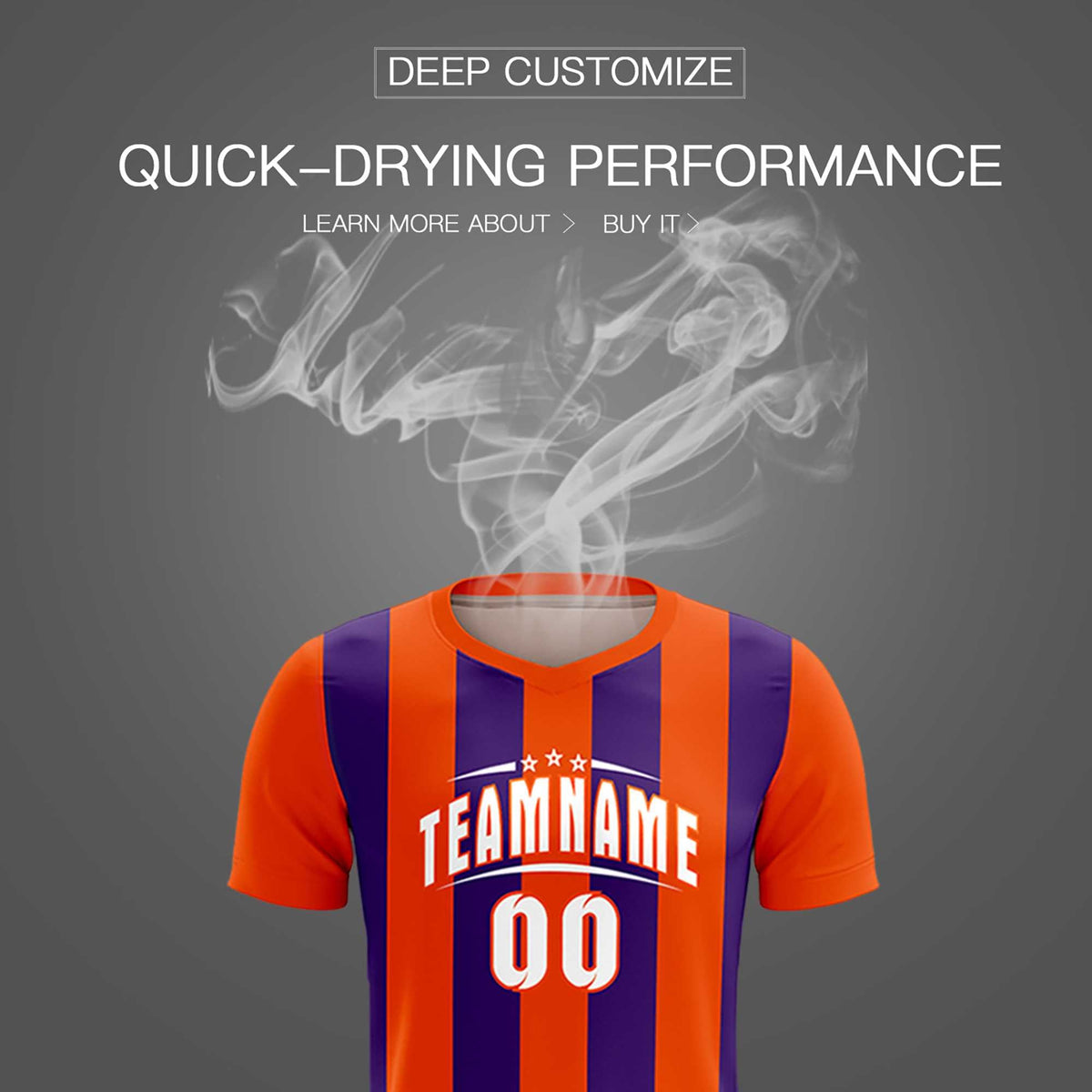 Custom Orange Purple Vertical Stripes Casual Outdoor Football Kits Jersey