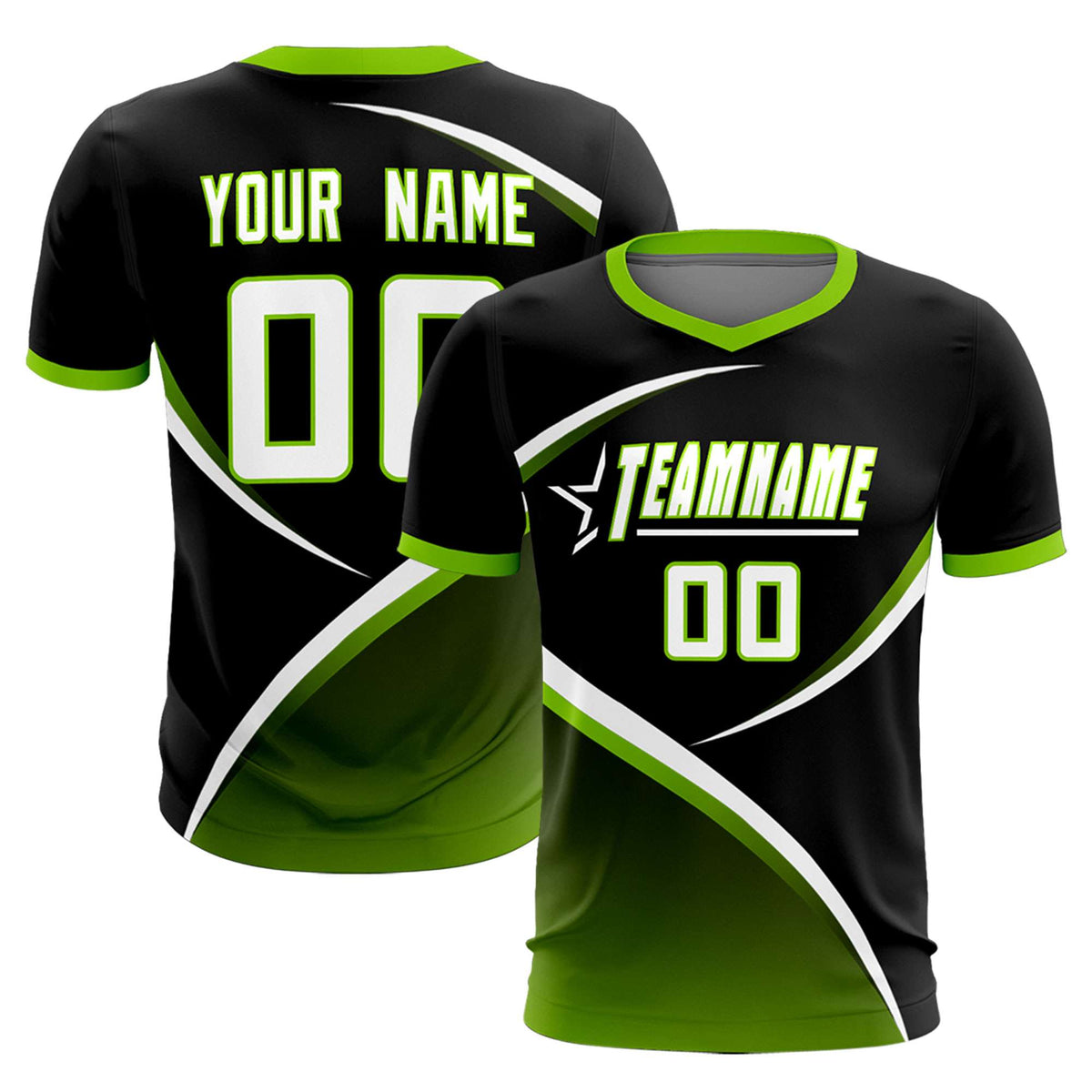 Custom Black Neon Green Color Block Training Uniform For Men Soccer Sets Jersey