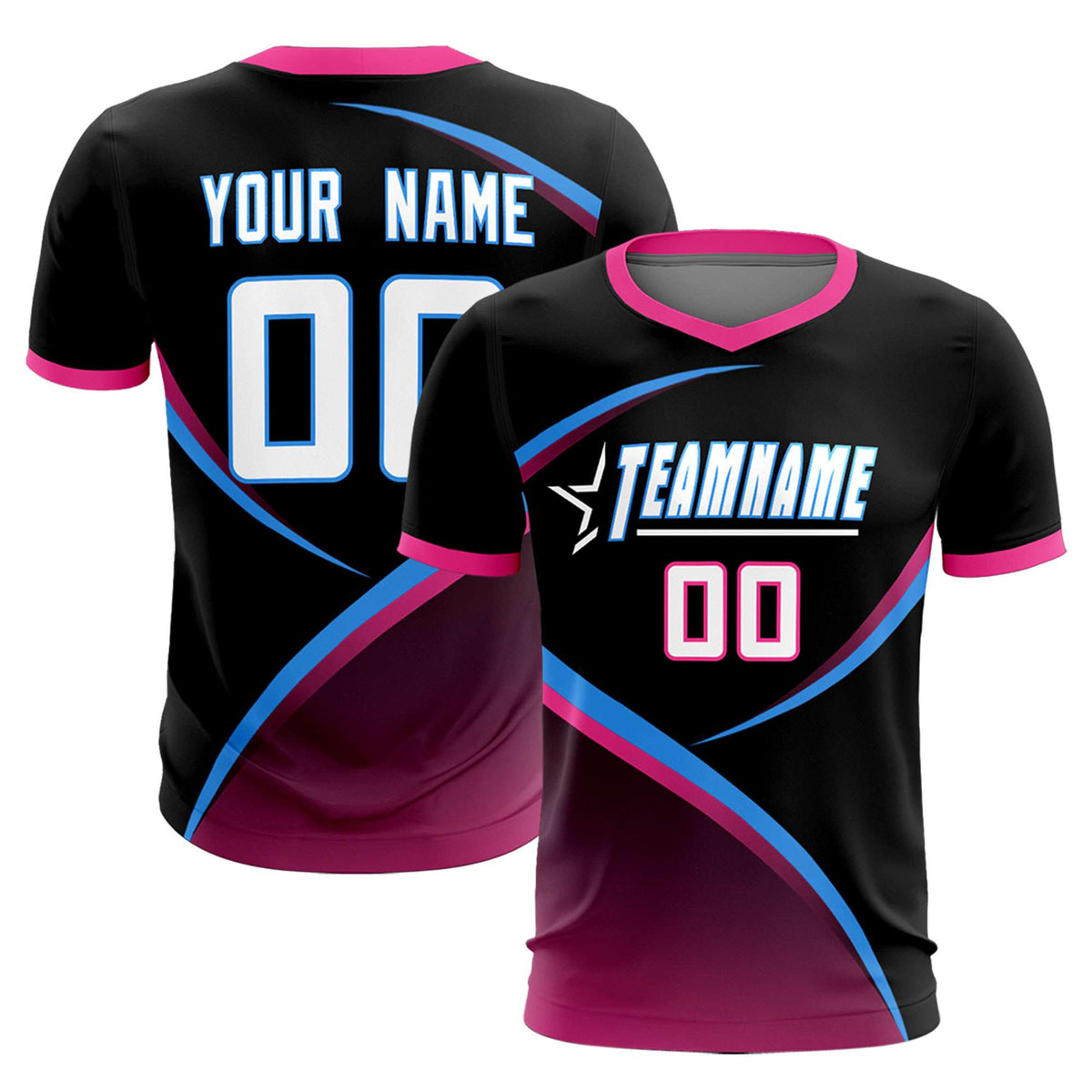 Custom Black Pink Color Block Training Uniform For Men Soccer Sets Jersey