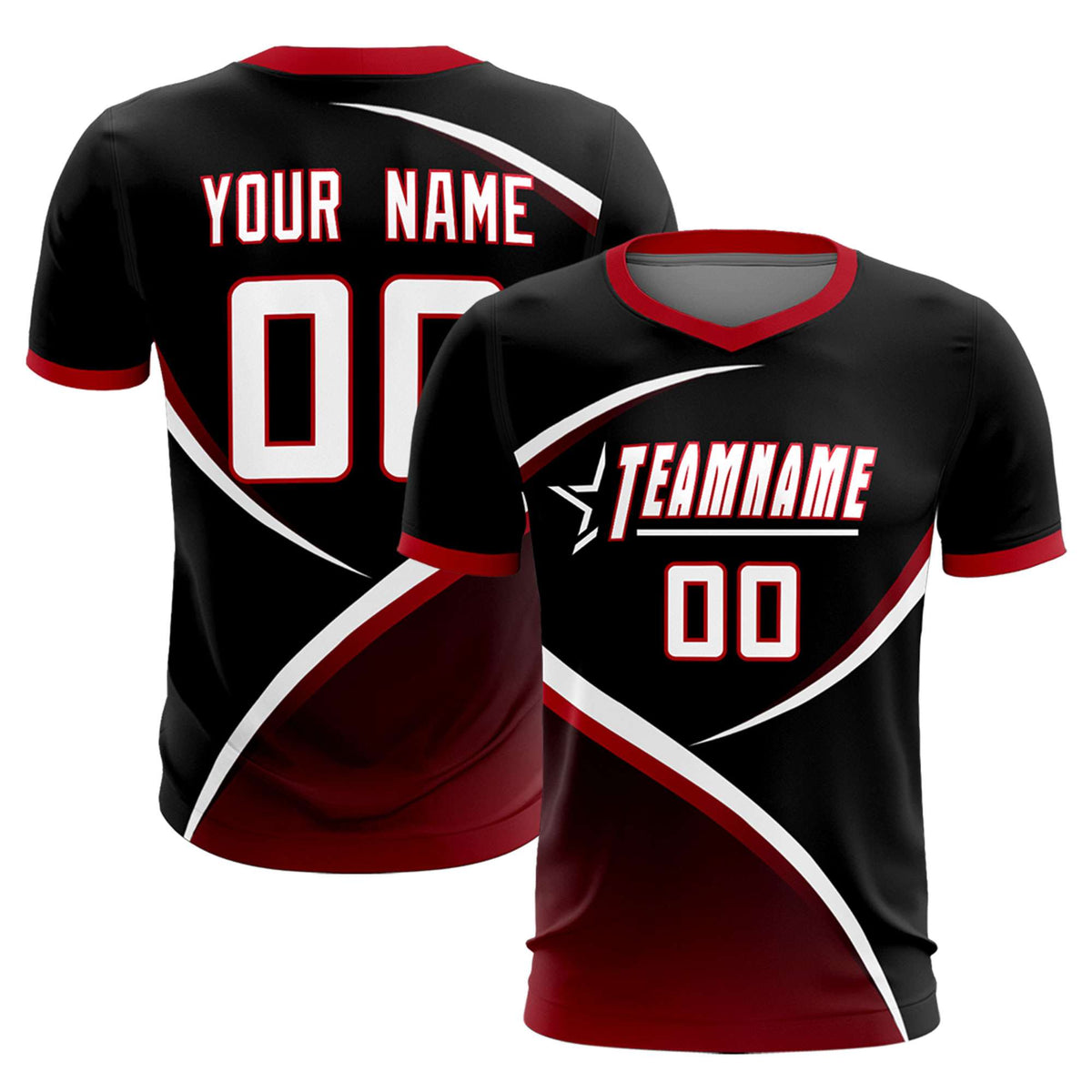Custom Black Red Color Block Training Uniform For Men Soccer Sets Jersey