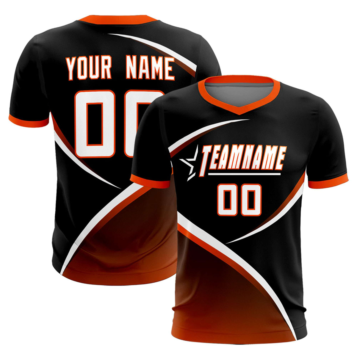 Custom Black Orange Color Block Training Uniform For Men Soccer Sets Jersey