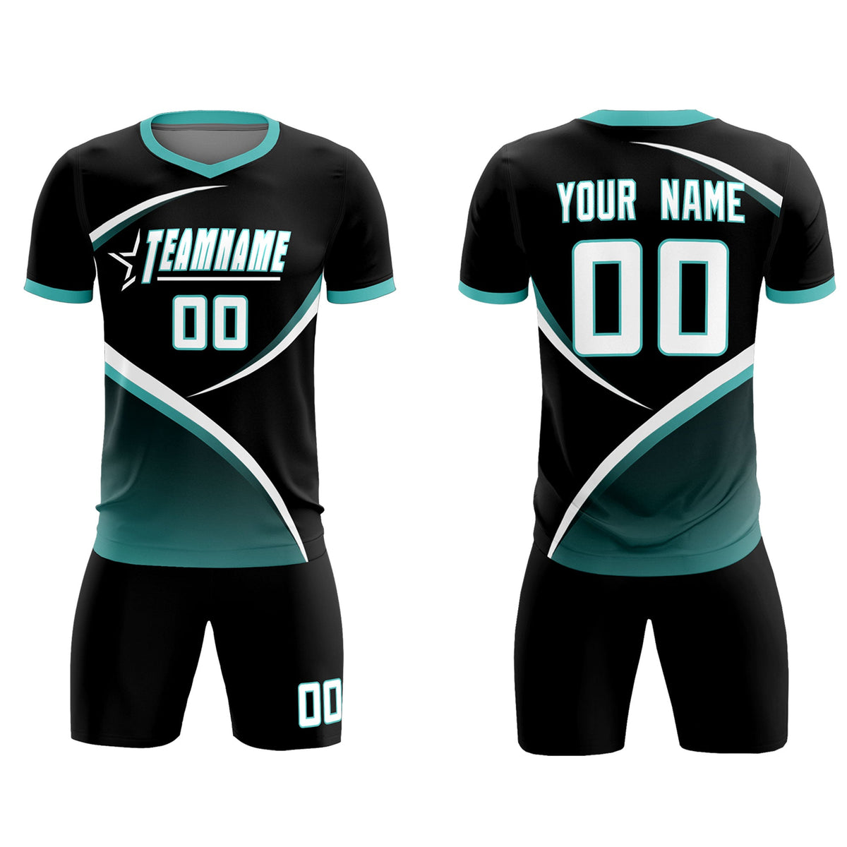 Custom Black Bright Green Color Block Training Uniform For Men Soccer Sets Jersey