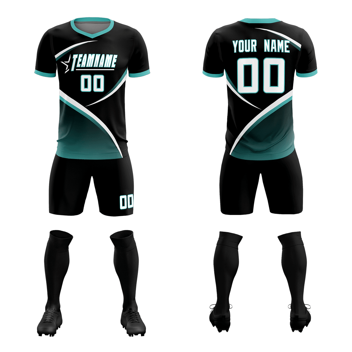 Custom Black Bright Green Color Block Training Uniform For Men Soccer Sets Jersey