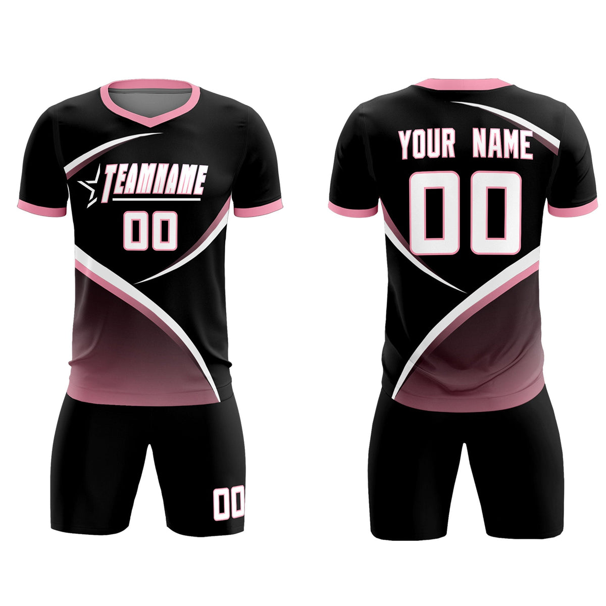 Custom Black Light Pink Color Block Training Uniform For Men Soccer Sets Jersey