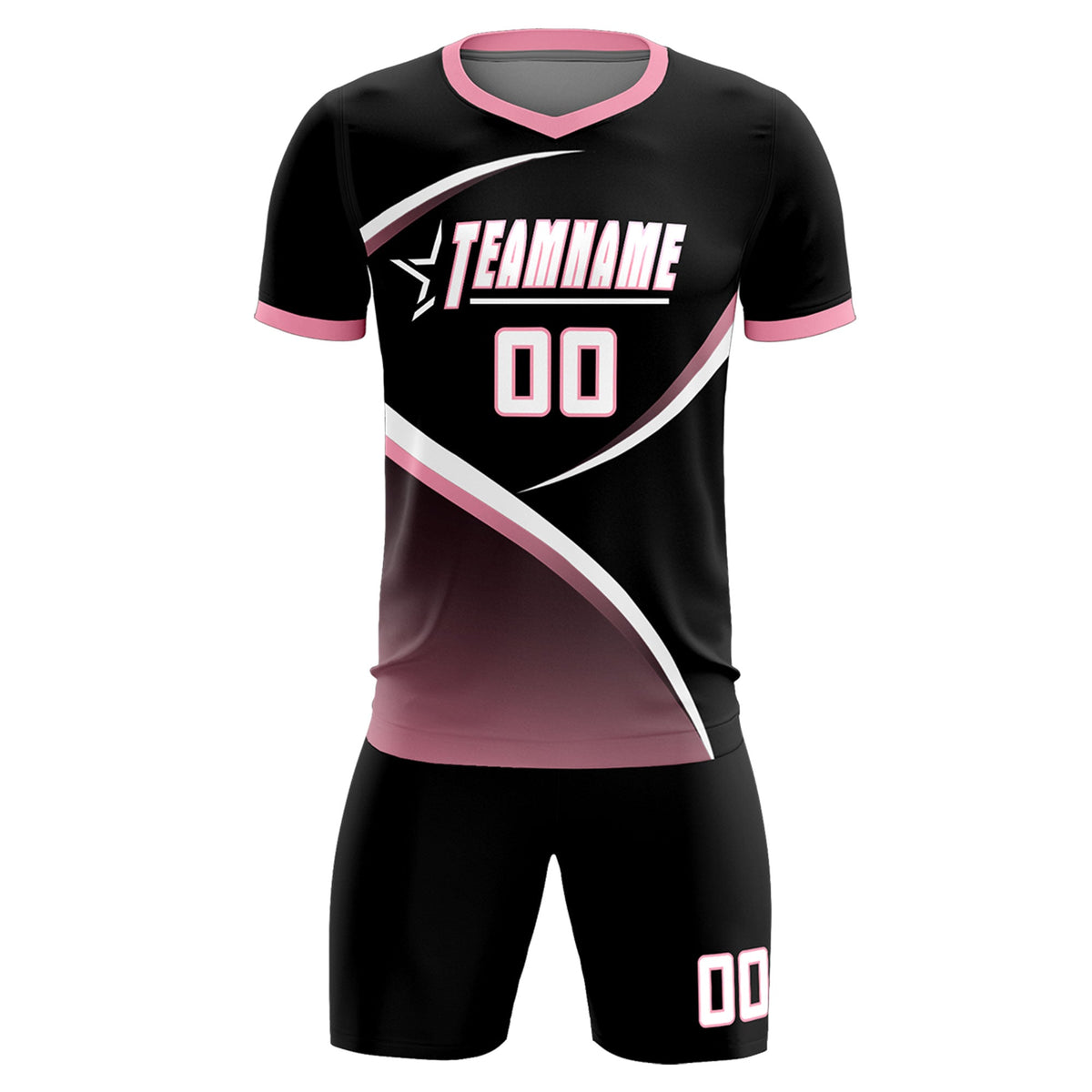 Custom Black Light Pink Color Block Training Uniform For Men Soccer Sets Jersey
