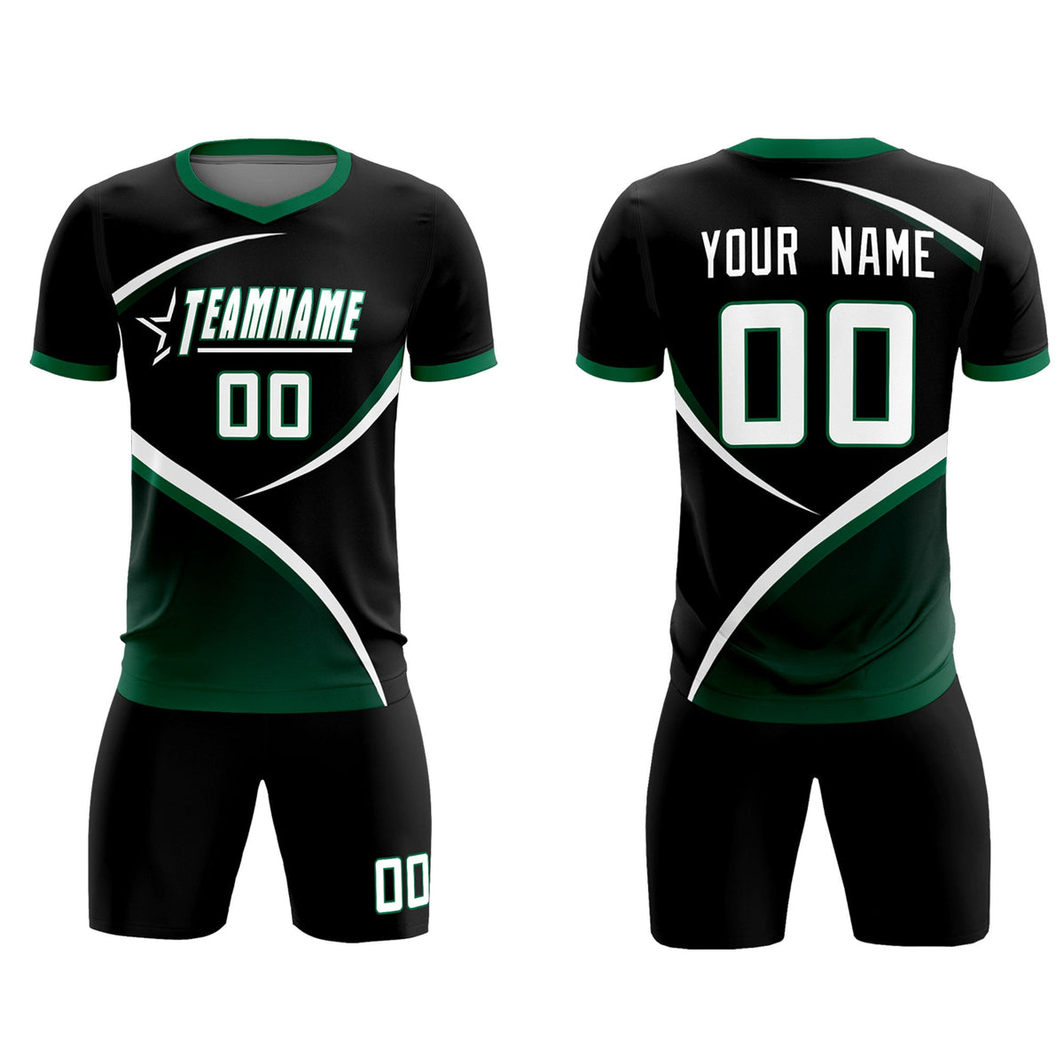 Custom Black Kelly Green Color Block Training Uniform For Men Soccer Sets Jersey
